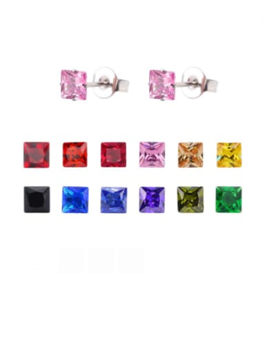Titanium Steel Cubic Zirconia Square Single Earring(Only One)