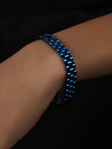 blue Titanium Steel Geometric Vintage Link Bracelet