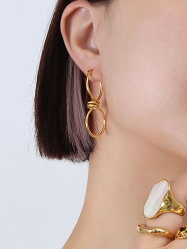 Gold zigzag twisted Earrings f537 Titanium Steel Geometric Minimalist Drop Earring