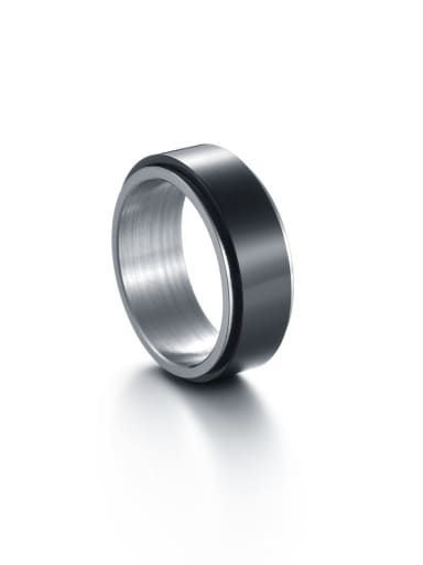 Titanium Steel Geometric Hip Hop Rotatable Men's Ring