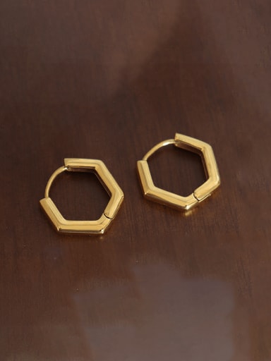 Titanium Steel Hollow Hexagon Vintage Huggie Earring