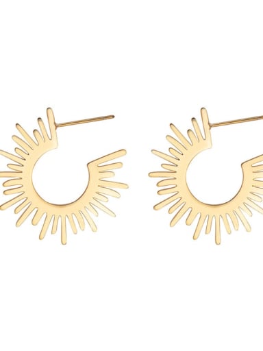 Gold European and American fashion temperament sunflower titanium steel earrings