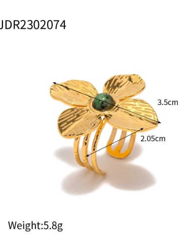 Stainless steel Turquoise Flower Trend Band Ring