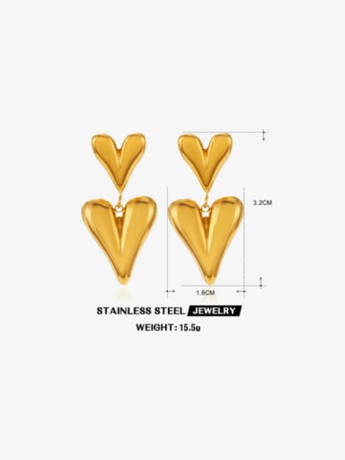 Fine Throwing Love Earrings Gold 2 Stainless steel Heart Hip Hop Drop Earring