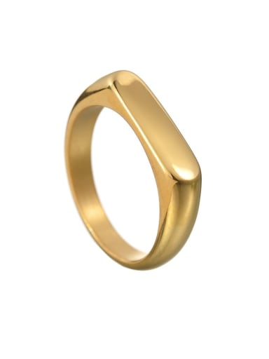 golden Titanium Steel Geometric Hip Hop Band Ring