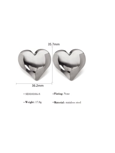SE010104 S Titanium Steel Smooth  Heart Hip Hop Stud Earring