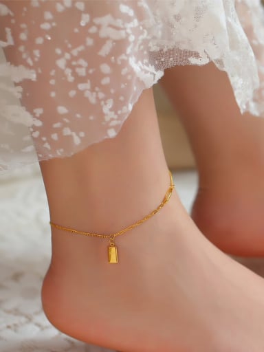 S121 Golden Feet Chain Titanium Steel Geometric Hip Hop   Anklet