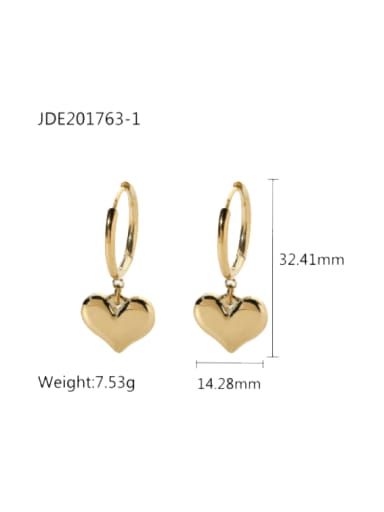 JDE201763 1 Stainless steel Heart Hip Hop Huggie Earring