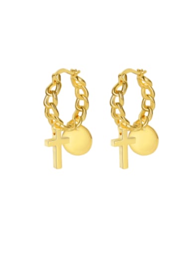 Brass Geometric Cross Vintage Huggie Earring
