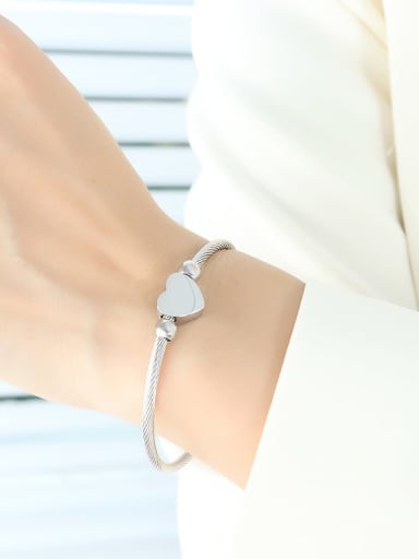 Z006 Steel Bracelet Trend Heart Titanium Steel Ring and Bangle Set