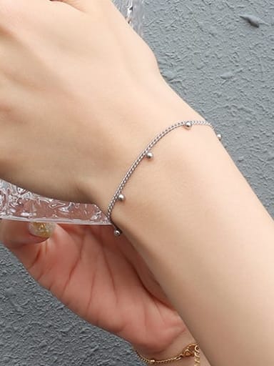 Titanium 316L Stainless Steel  Bead Minimalist Link Bracelet with e-coated waterproof