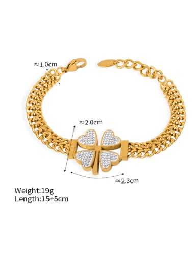 E089 Gold White Sea Shell Bracelet Titanium Steel Enamel Minimalist Clover  Earring Bracelet and Necklace Set
