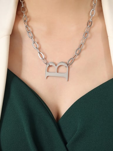 Steel necklace 45+ 5cm Titanium Steel Letter Trend Cuban Necklace