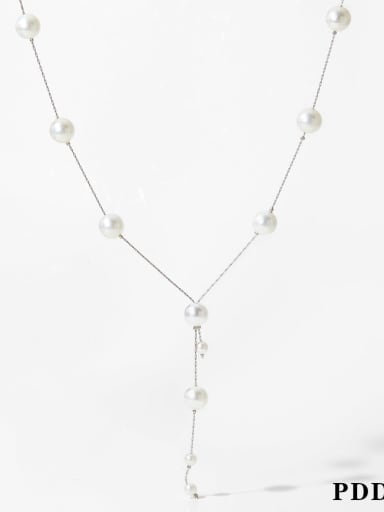 Stainless steel Imitation Pearl Geometric Dainty Lariat Necklace