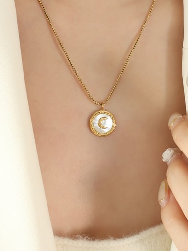 P752 necklace gold 40+ 5cm Titanium Steel Shell Vintage Geometric  Earring Bracelet and Necklace Set