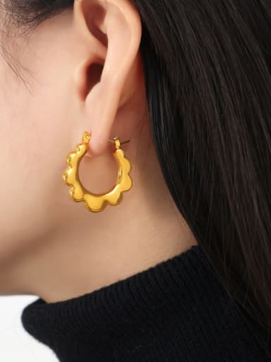 F1195 Gold Earrings Titanium Steel Geometric Hip Hop Huggie Earring