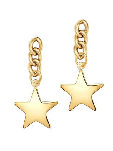 Female European and American personality five pointed star Chain Earrings
