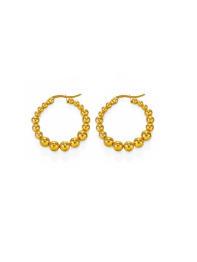 Gold round earrings Stainless steel Geometric Hip Hop Hoop Earring