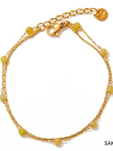 Yellow natural stone SAK908 bracelet Stainless steel Natural Stone Hip Hop Irregular  Bracelet and Necklace Set