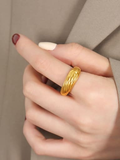 A467 Gold Ring Titanium Steel Geometric Trend Band Ring