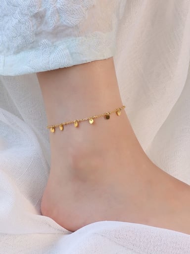Gold Anklet 20+ 5cm Titanium 316L Stainless Steel  Minimalist Geometric  Anklet with e-coated waterproof