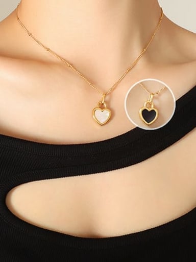 P237 black + shell +Gold Titanium Steel Shell Heart Minimalist Necklace