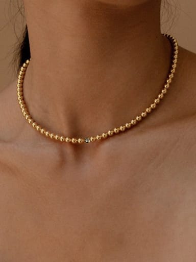 CDK865 Gold Stainless steel Bead Chain Hip Hop Beaded Necklace