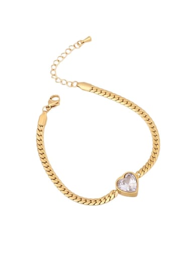 SL116 Love White Diamond Bracelet Gold Titanium Steel Cubic Zirconia Heart Hip Hop Necklace