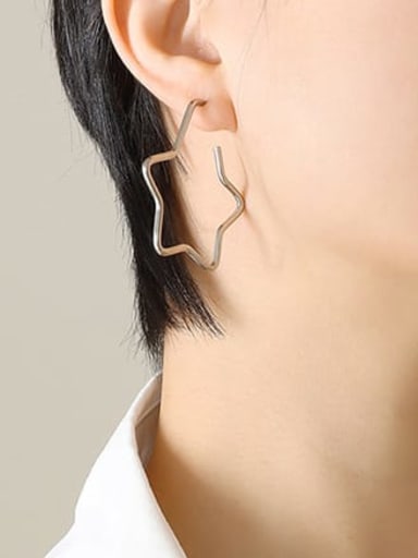 F628 Steel Star Earrings 4.5cm Titanium Steel Five-Pointed Star Minimalist Huggie Earring