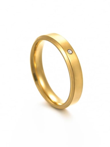 Gold Women's 4MM Stainless steel Rhinestone Geometric Minimalist Couple Ring