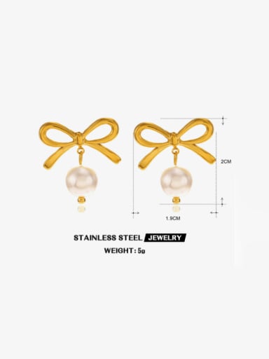 Precision Bow Earrings 3 Gold Stainless steel Bowknot Hip Hop Drop Earring