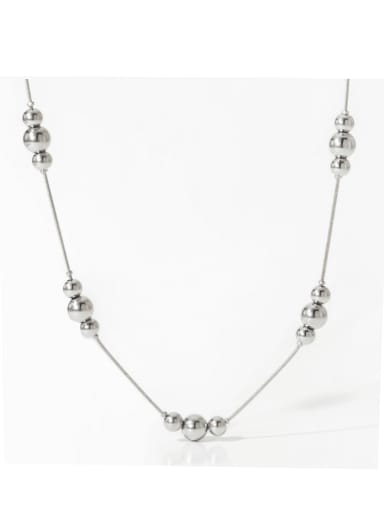 steel PDD926 Stainless steel Round Hip Hop Beaded Necklace