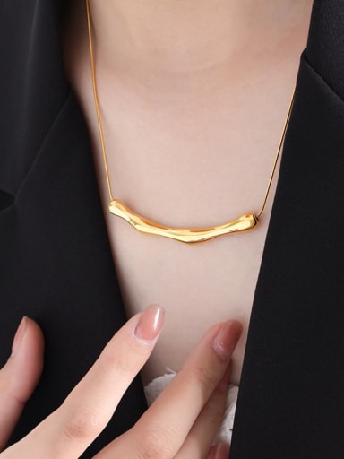 P1529 Gold Necklace 48 +5cm Titanium Steel Irregular Minimalist Necklace