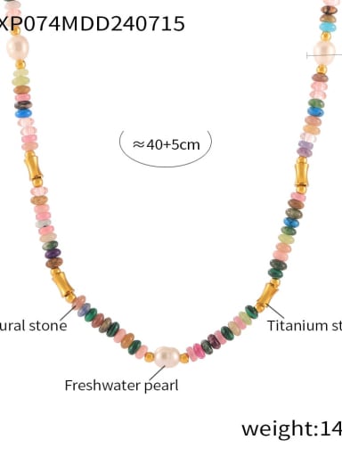 TXP074 Gold Necklace Bohemia Geometric Titanium Steel Freshwater Pearl Bracelet and Necklace Set