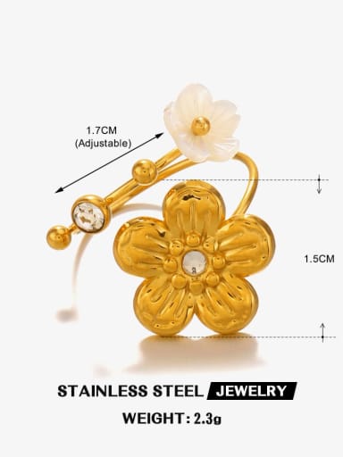 Style 2 Stainless steel Shell Flower Trend Band Ring
