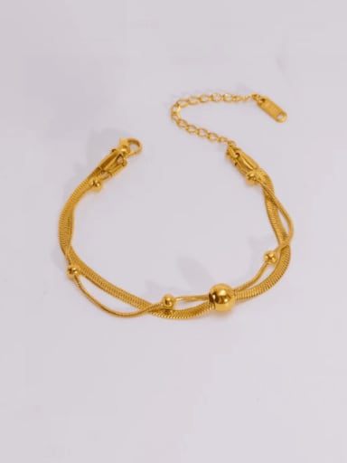 SL071 Double Gold Ball Bracelet Titanium Steel Irregular Minimalist Multi Strand Necklace