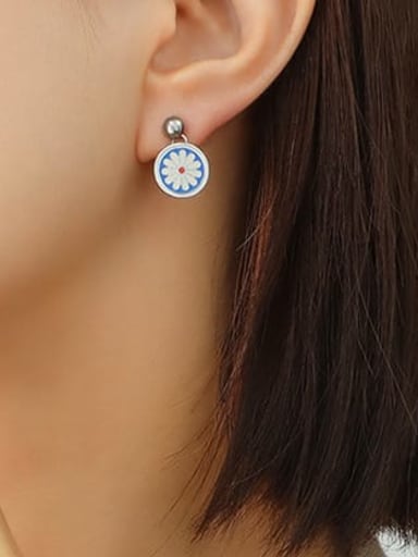 F327 pair of Steel Earrings Titanium Steel Enamel Hip Hop Geometric  Ring Earring Bangle And Necklace Set