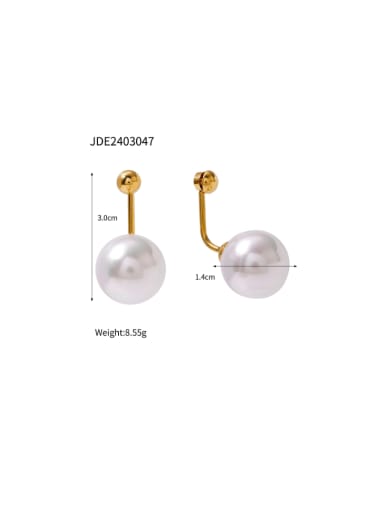Stainless steel Imitation Pearl Round Minimalist Drop Earring