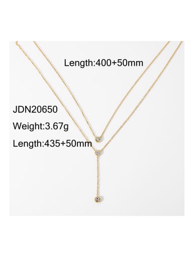 Stainless steel Cubic Zirconia Geometric Trend Multi Strand Necklace
