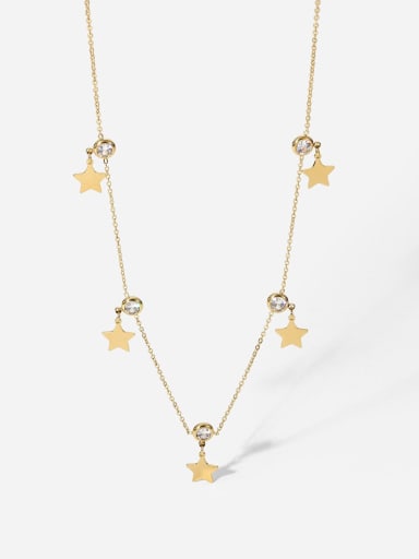 Stainless steel Rhinestone Star Minimalist Five-Pointed Star Pendant Necklace