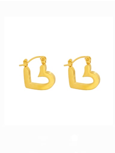 F540 Gold Love Earrings Titanium Steel Heart Minimalist Huggie Earring