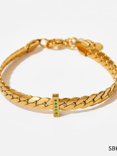 Golden Green Diamond Bracelet SBK116 Trend Stainless steel Cubic Zirconia Bracelet and Necklace Set