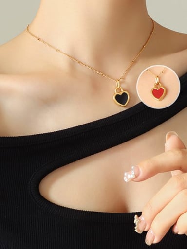 P237 black +red +gold Titanium Steel Shell Heart Minimalist Necklace