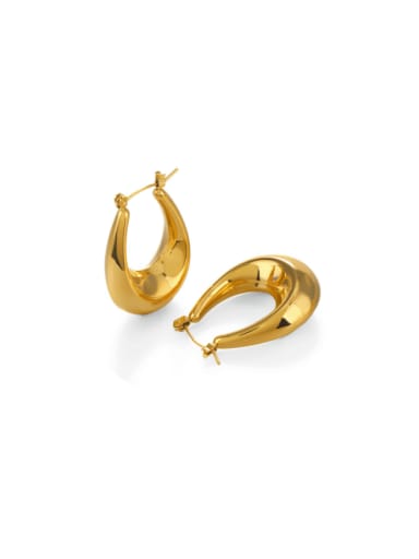 Elliptical earrings Stainless steel Geometric Hip Hop Huggie Earring
