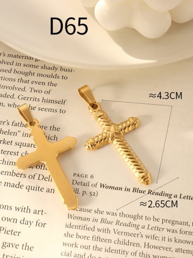 D65 gold Titanium Steel Vintage  Cross  Pendant