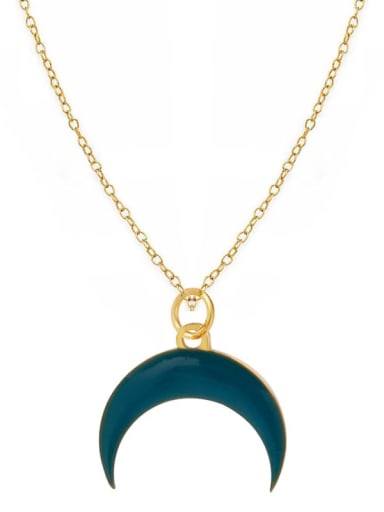 Fashion Candy Color Water Drop Crescent Pendant Titanium Steel Necklace
