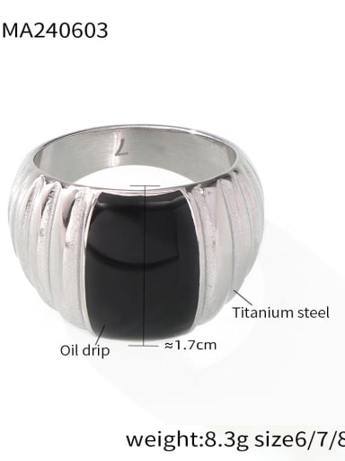 A032 Steel Ring Titanium Steel Enamel Geometric Vintage Band Ring