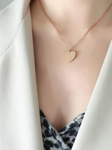 P566 Rose Gold Heart Necklace 40 +5cm Titanium Steel Heart Trend Necklace