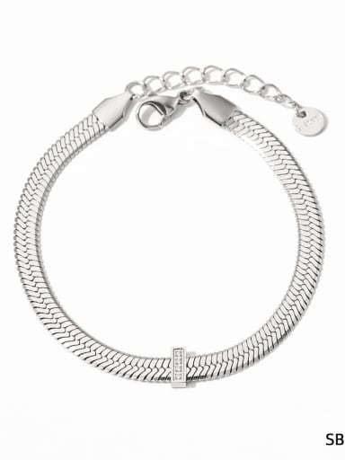 SBP835 Steel+ White Stainless steel Snake Bone Chain Minimalist Link Bracelet