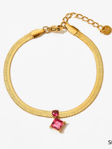SBK106 Bracelet Red Stainless steel Cubic Zirconia Hip Hop Snake  bone chain Bracelet and Necklace Set
